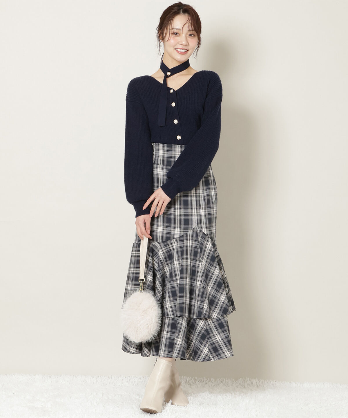 WILLSELECTION「Vネックチョーカーリブニット」|ニット・セーター|