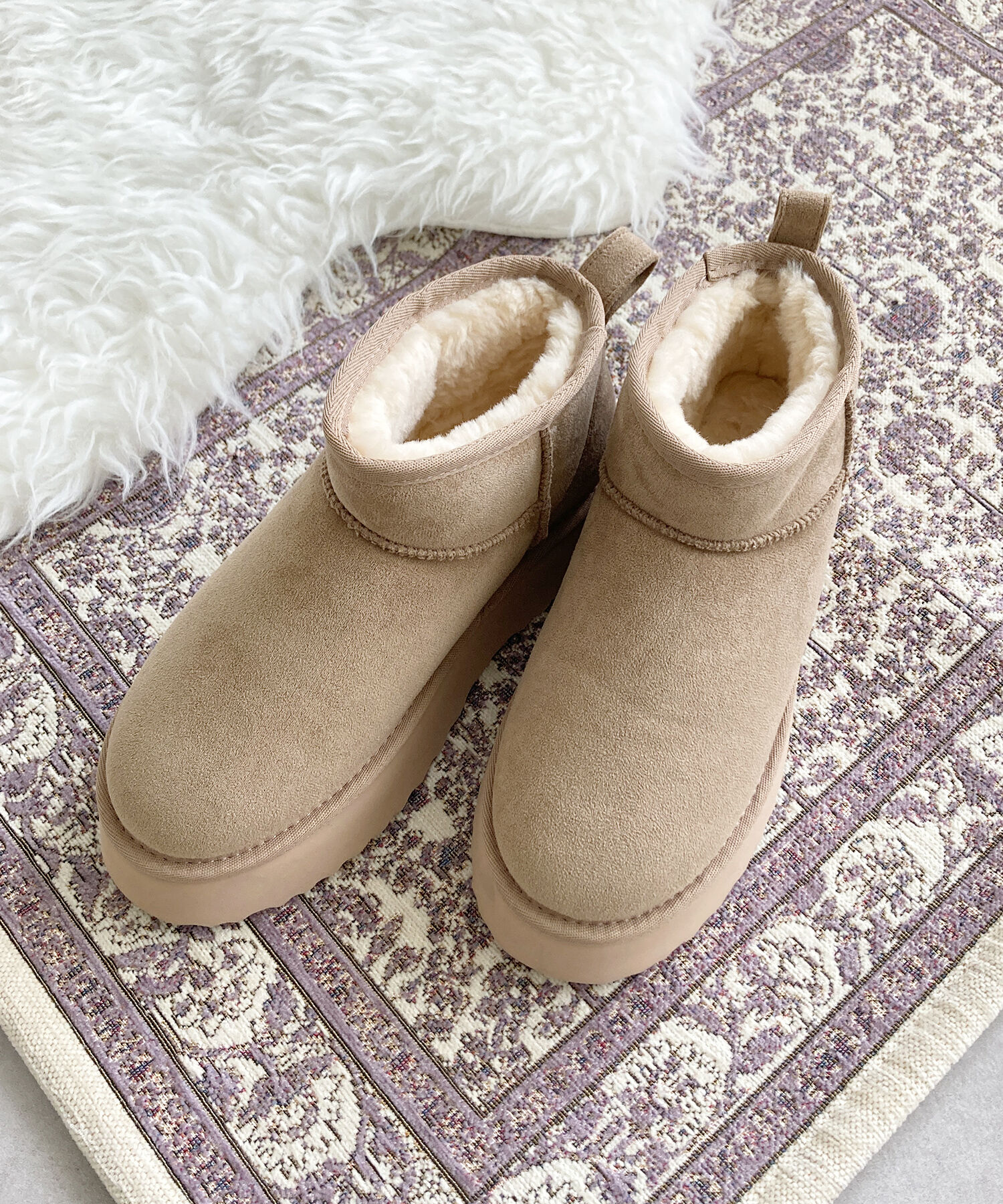 ORiental TRaffic「【累計1万足突破】 厚底 ムートン ショートブーツ /35401 軽量 防寒」|ショートブーツ|