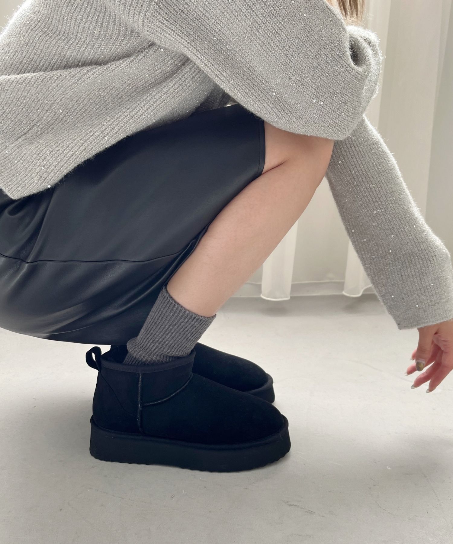 ORiental TRaffic「【累計1万足突破】 厚底 ムートン ショートブーツ /35401 軽量 防寒」|ショートブーツ|