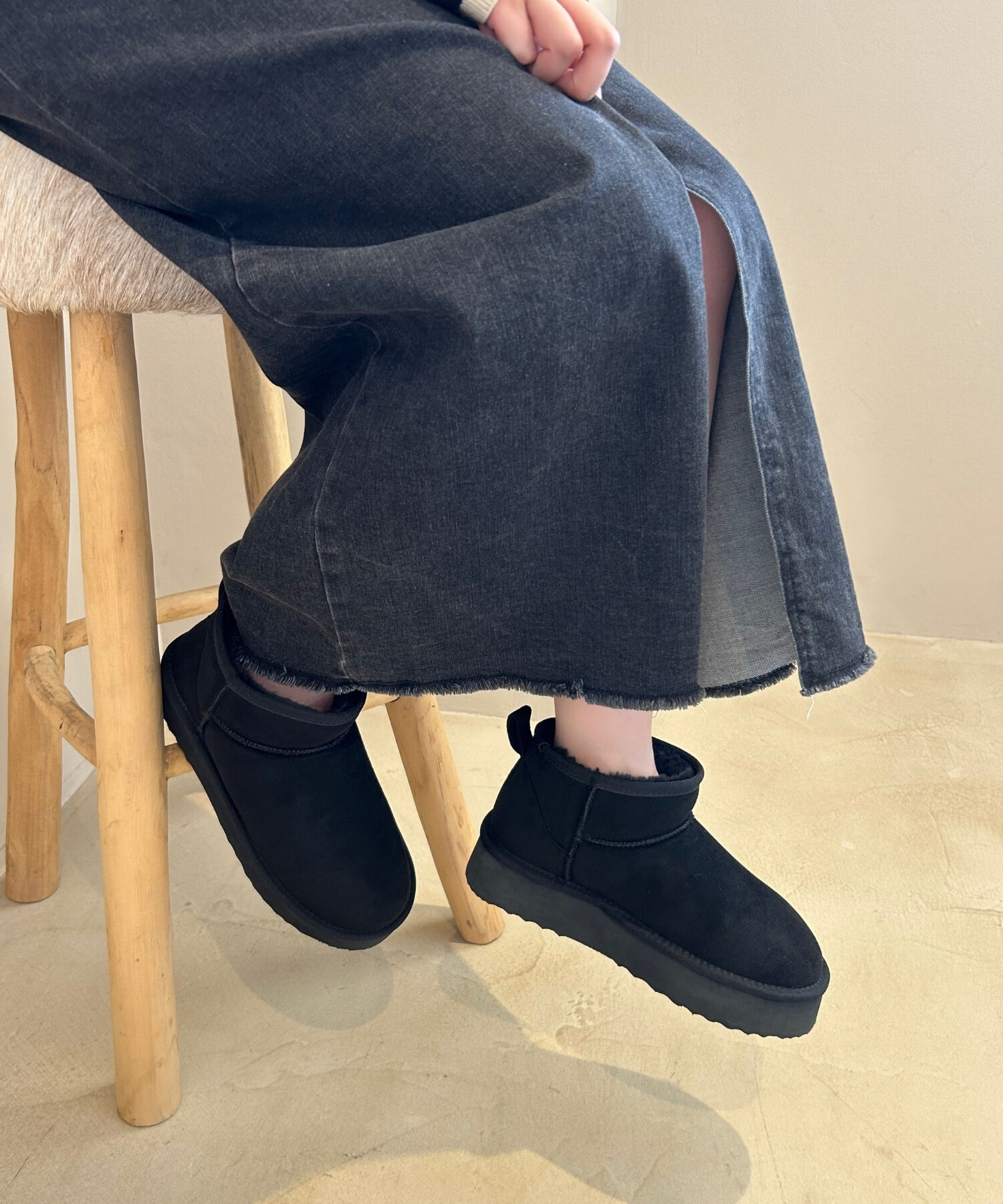 ORiental TRaffic「【累計1万足突破】 厚底 ムートン ショートブーツ /35401 軽量 防寒」|ショートブーツ|