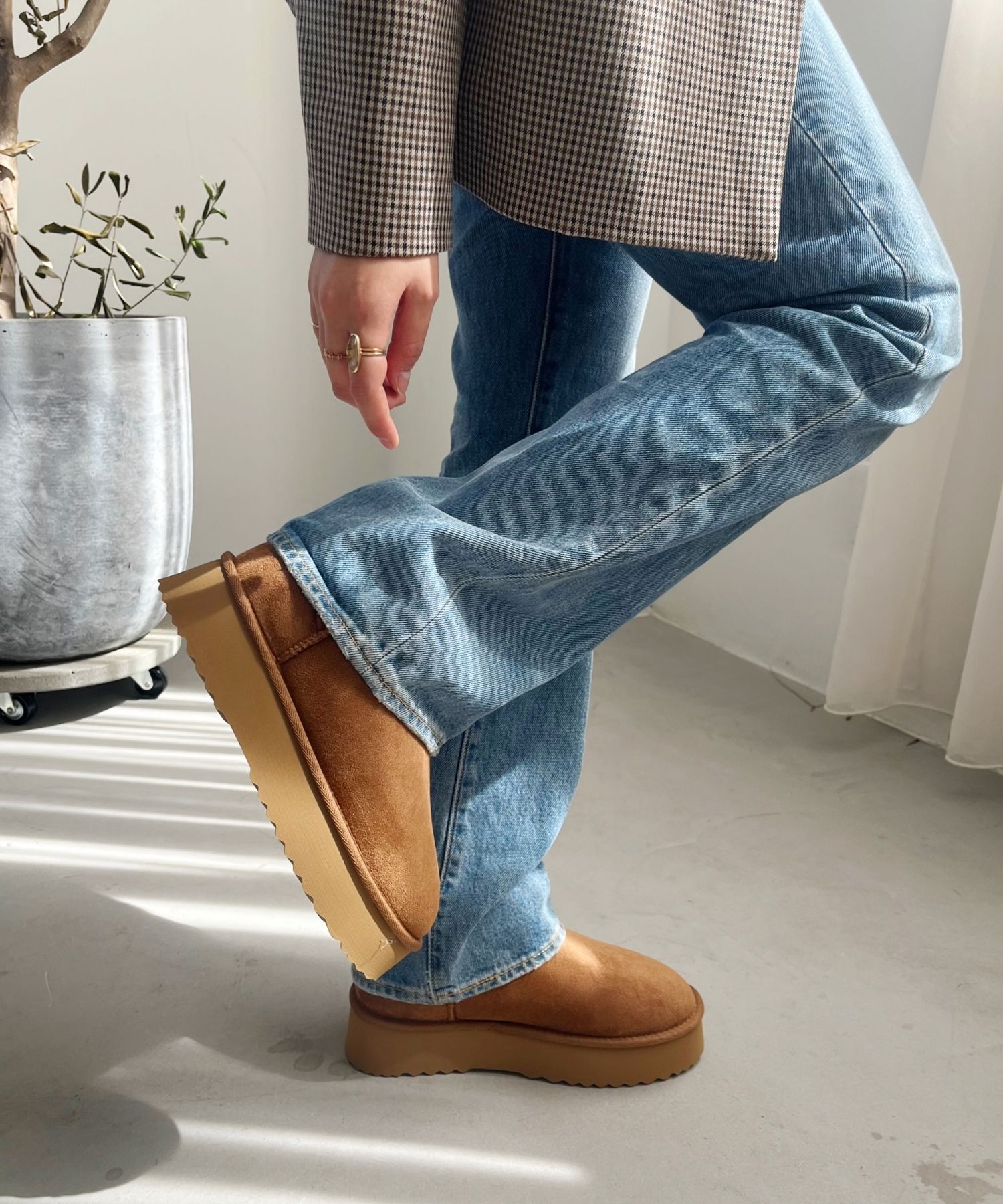 ORiental TRaffic「【累計1万足突破】 厚底 ムートン ショートブーツ /35401 軽量 防寒」|ショートブーツ|