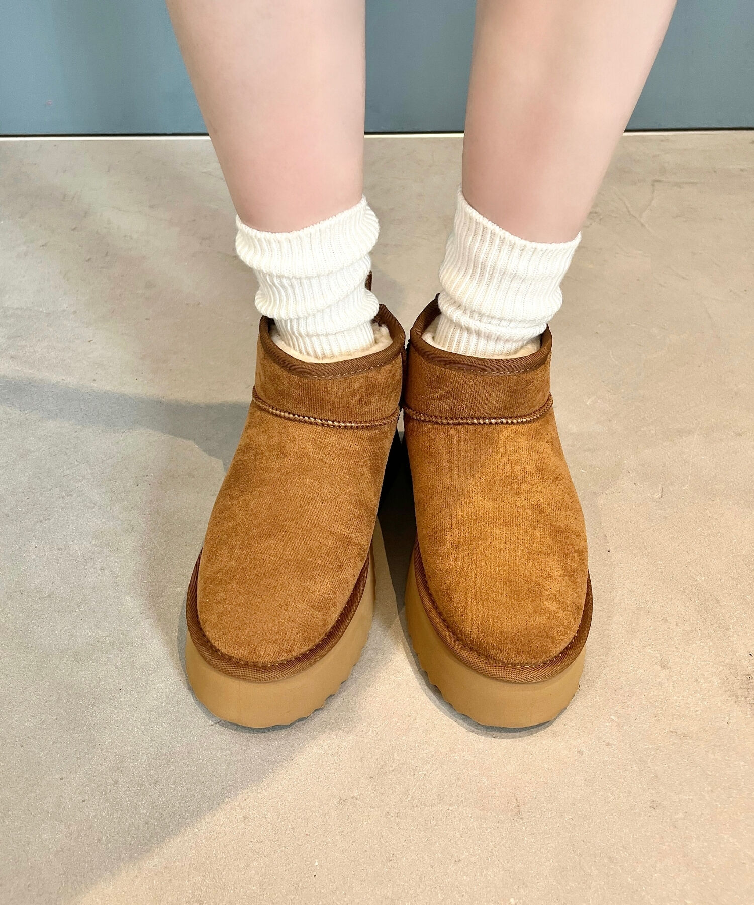 ORiental TRaffic「【累計1万足突破】 厚底 ムートン ショートブーツ /35401 軽量 防寒」|ショートブーツ|