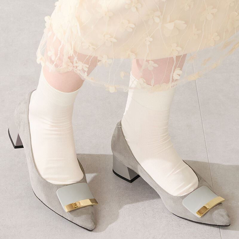 WA Oriental TRaffic「●2025秋冬新作●スクエアバックルフレアヒールパンプス/52314」|パンプス|GREY