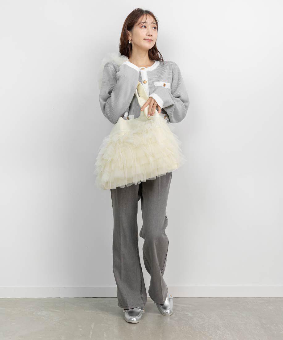  「【A4対応】ティアードチュールフリル2WAYバッグ」|トートバッグ|