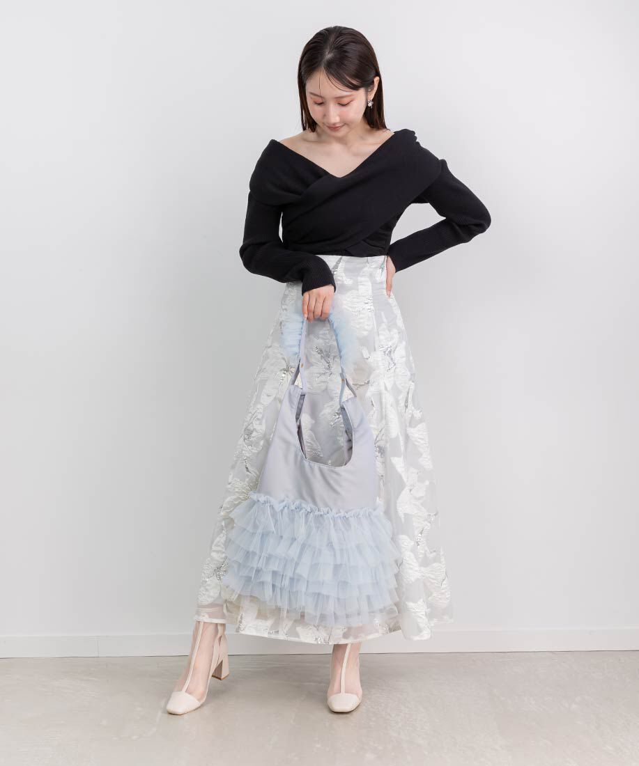  「【A4対応】ティアードチュールフリル2WAYバッグ」|トートバッグ|