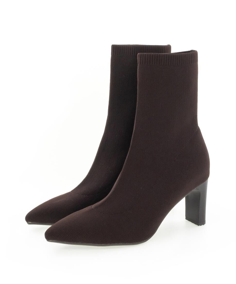  「ストレッチ プレートヒールソックスブーツ」|ショートブーツ|