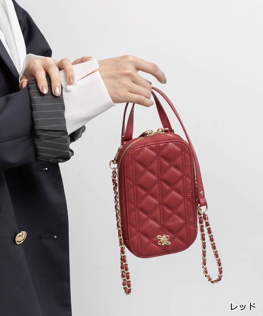  「2WAYキルティングマルチショルダーバッグ」|ショルダー・メッセンジャー|レッド