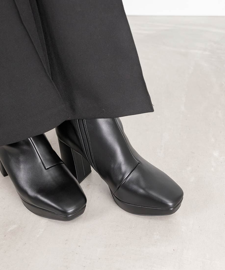  「ストレッチ チャンキーヒールショートブーツ」|ショートブーツ|