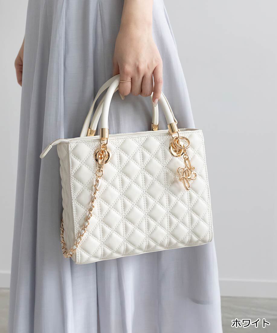  「2WAYキルティングミディバッグ」|ハンドバッグ|ホワイト