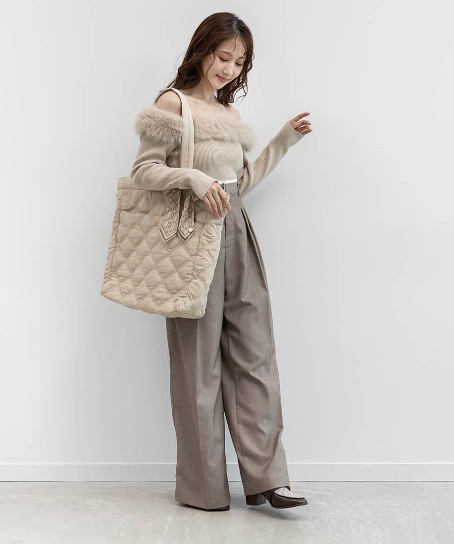  「【A4対応】2WAY リボンキルティングトートバッグ」|トートバッグ|