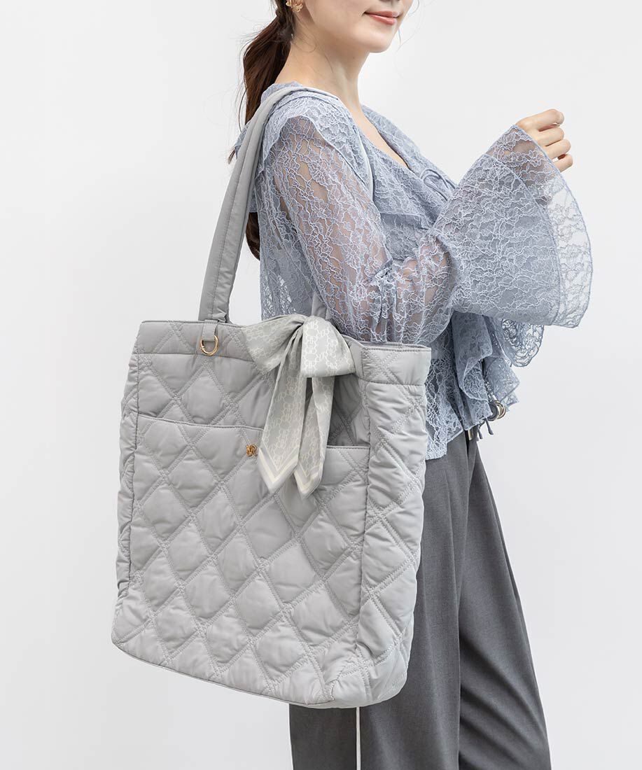  「【A4対応】2WAY リボンキルティングトートバッグ」|トートバッグ|