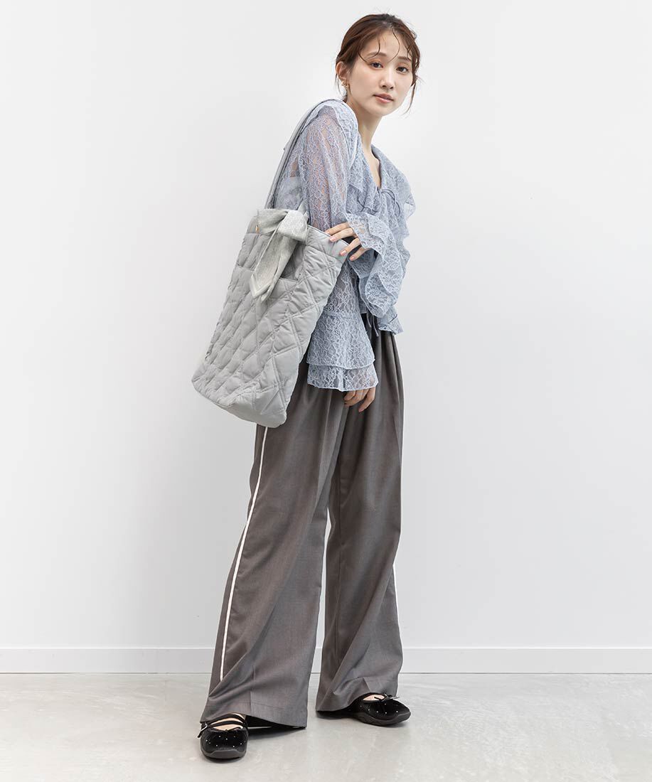  「【A4対応】2WAY リボンキルティングトートバッグ」|トートバッグ|