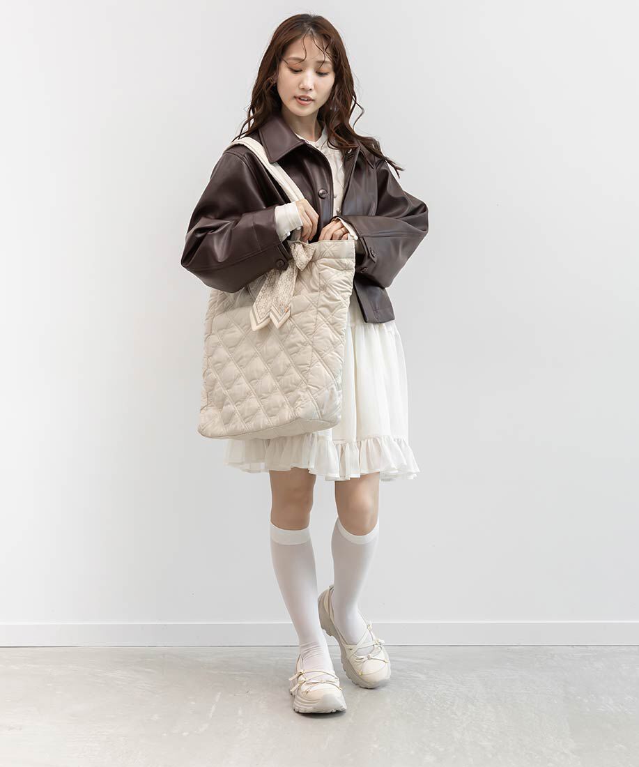  「【A4対応】2WAY リボンキルティングトートバッグ」|トートバッグ|