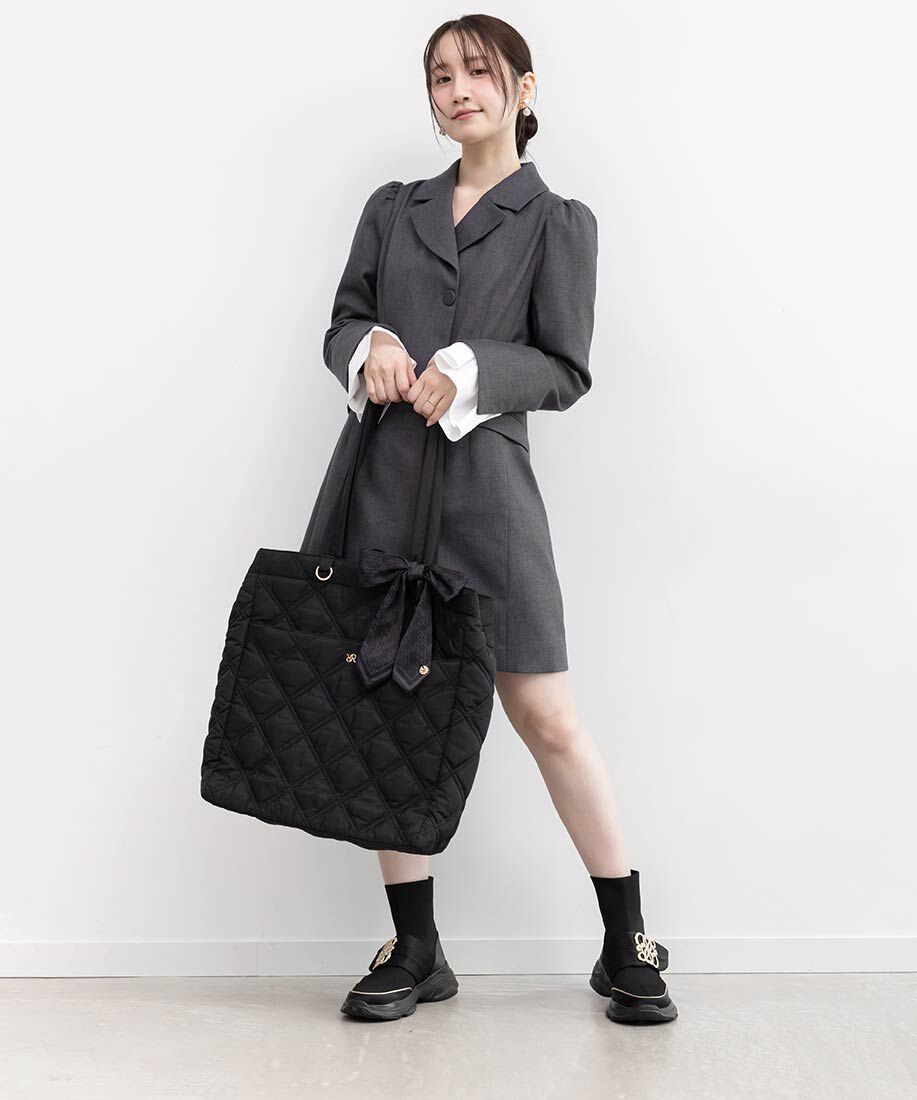  「【A4対応】2WAY リボンキルティングトートバッグ」|トートバッグ|