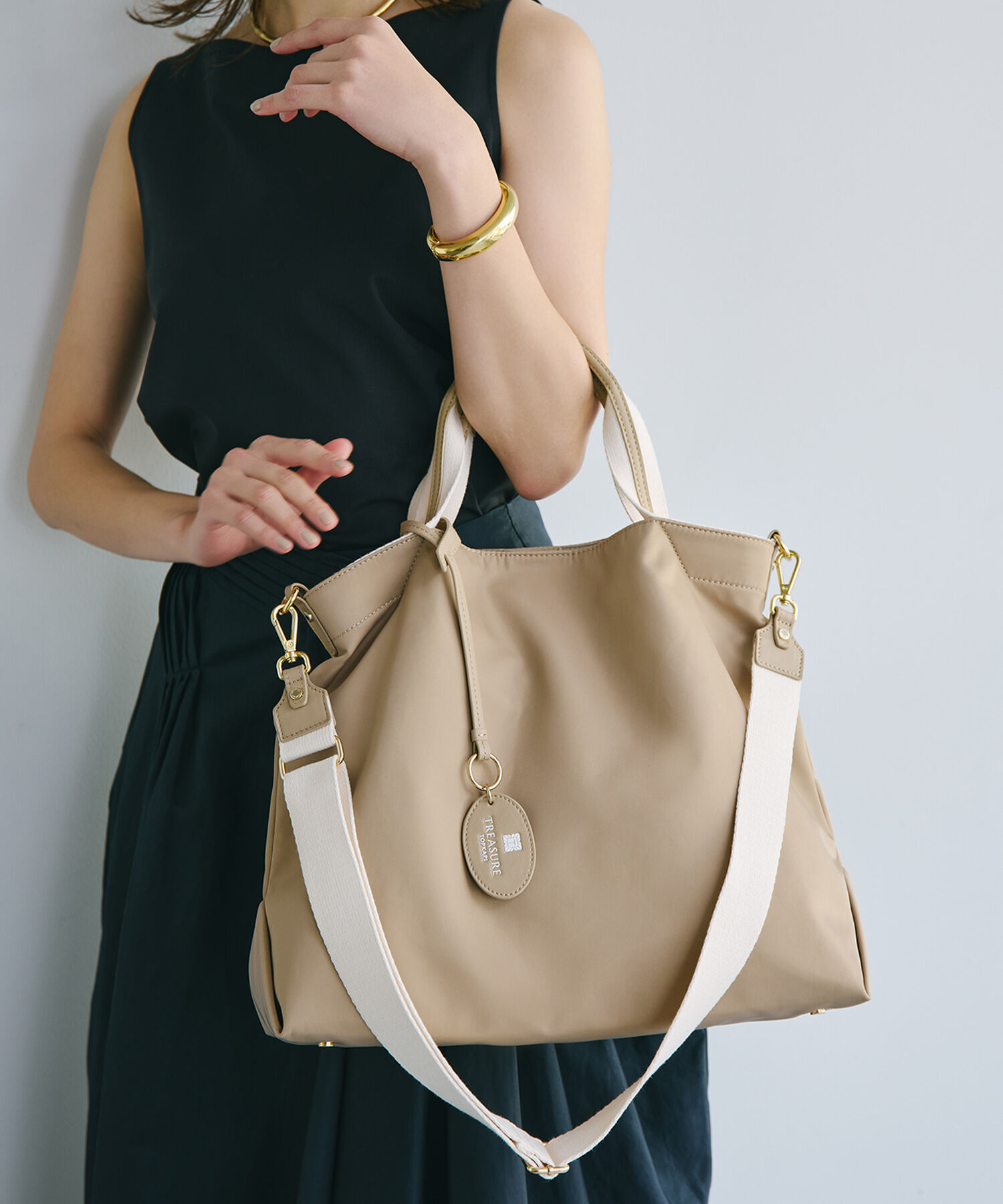 TOPKAPI BREATH「【TREASURE TOPKAPI】ストライプハンドル ナイロン 2way トートバッグ A4対応」|トートバッグ|