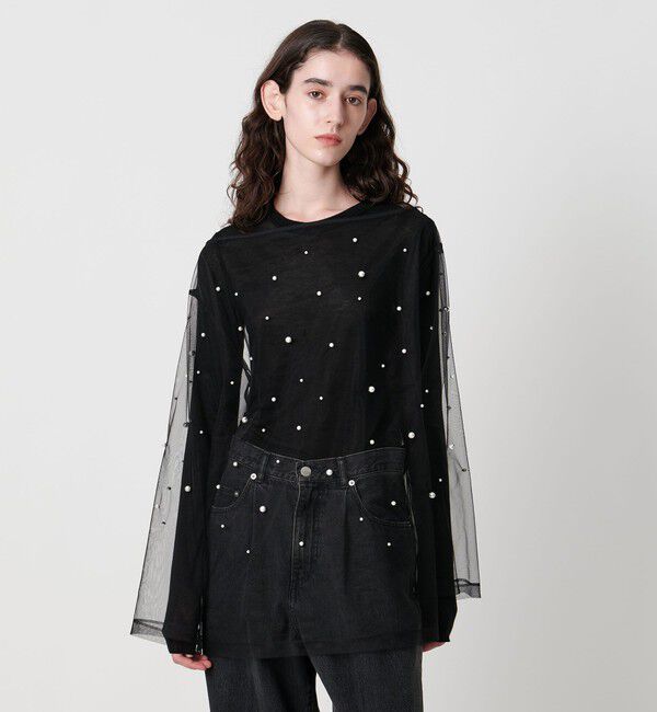 AEWEN MATOPH「＜AEWEN MATOPH＞チュール イミテーションパール ブラウス」|シャツ・ブラウス|BLACK