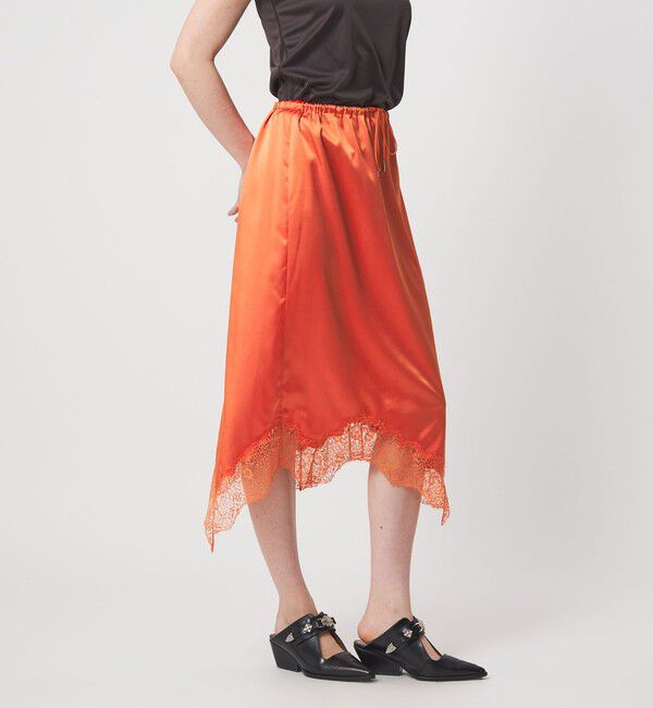 ASTRAET「＜ASTRAET＞サテン スソレース スカート」|スカート|ORANGE