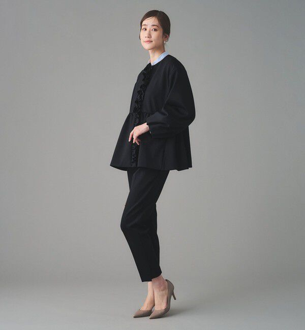 UNITED ARROWS「SPONGY フリル ペプラム ジャケット」|ノーカラージャケット|