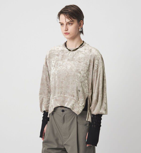 ASTRAET「＜ASTRAET＞ベロア スソジップ クルーネックカットソー」|Tシャツ・カットソー|LT.GRAY