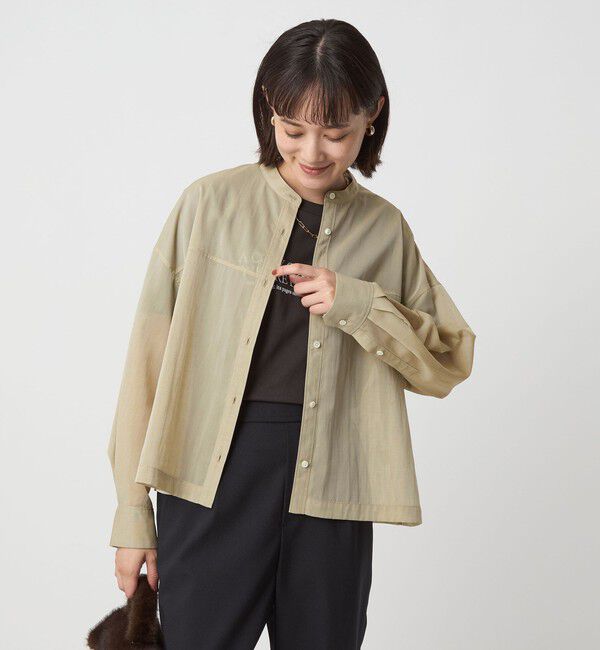 UNITED ARROWS green label relaxing「ソモウライク シアー バンドカラー シャツ」|シャツ・ブラウス|