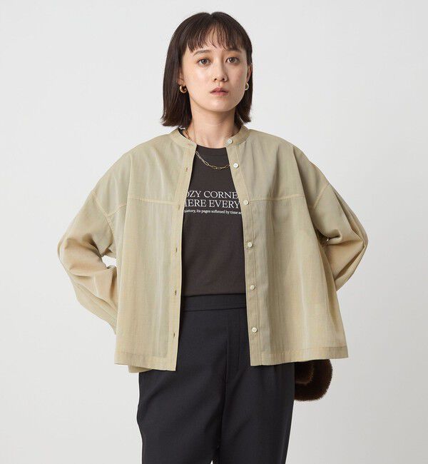 UNITED ARROWS green label relaxing「ソモウライク シアー バンドカラー シャツ」|シャツ・ブラウス|