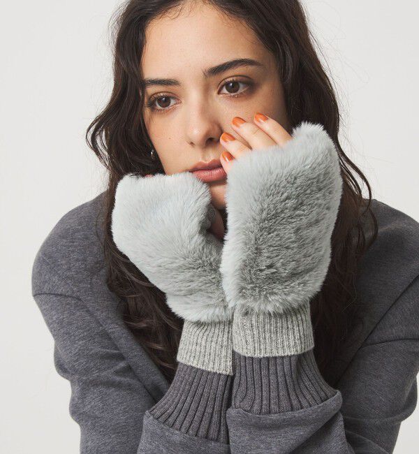 UNITED ARROWS green label relaxing「＜VINCENT PRADIER＞ファーライク グローブ」|手袋|LT.GRAY