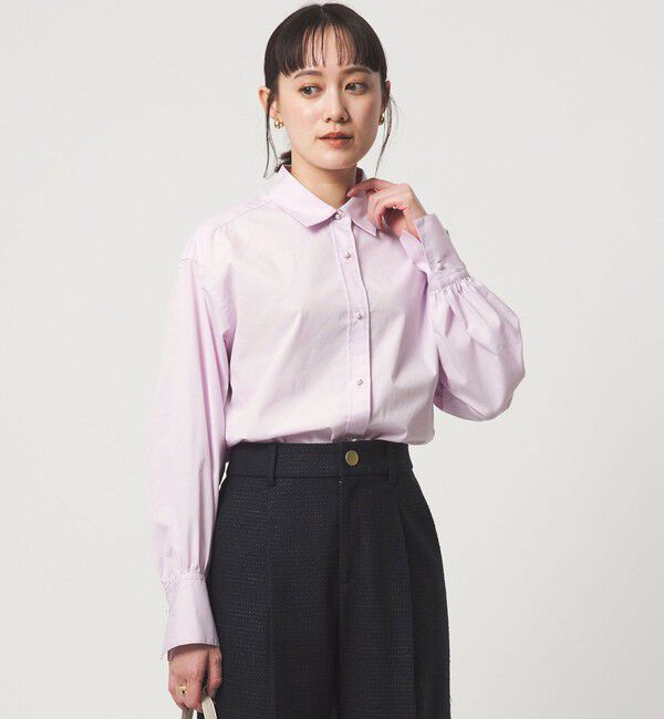 UNITED ARROWS green label relaxing「フェイクパールボタン シャツ」|シャツ・ブラウス|LT.PINK