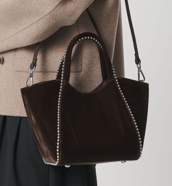 BEAUTY&YOUTH UNITED ARROWS「ベルベット ボールチェーン 2WAY ミニトートバッグ」|トートバッグ|DK.BROWN