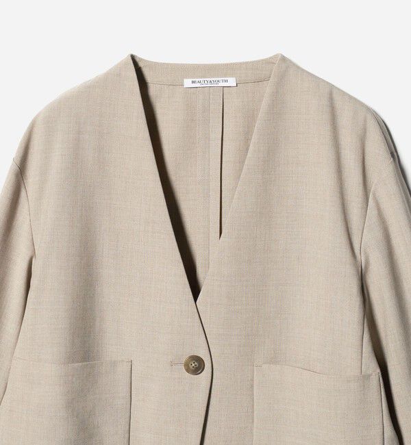 BEAUTY&YOUTH UNITED ARROWS「ポリエステルブレンド カラーレス ショートジャケット」|ノーカラージャケット|