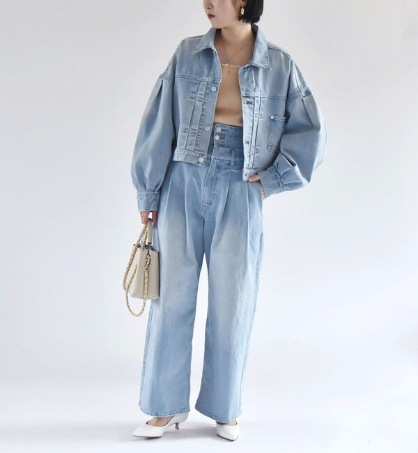 quaranciel「quaranciel:〈洗濯機可能〉ボリュームスリーブ ショート デニム ジャケット」|デニムジャケット|