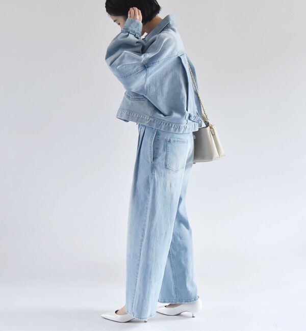 quaranciel「quaranciel:〈洗濯機可能〉ボリュームスリーブ ショート デニム ジャケット」|デニムジャケット|