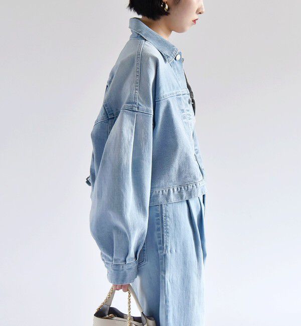 quaranciel「quaranciel:〈洗濯機可能〉ボリュームスリーブ ショート デニム ジャケット」|デニムジャケット|