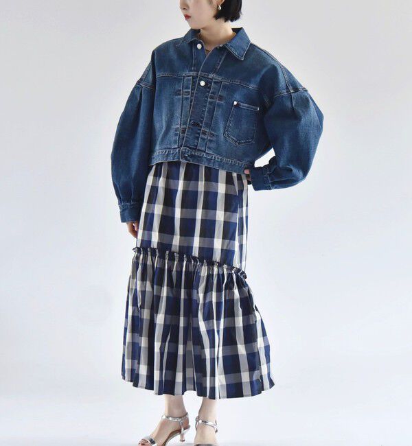 quaranciel「quaranciel:〈洗濯機可能〉ボリュームスリーブ ショート デニム ジャケット」|デニムジャケット|