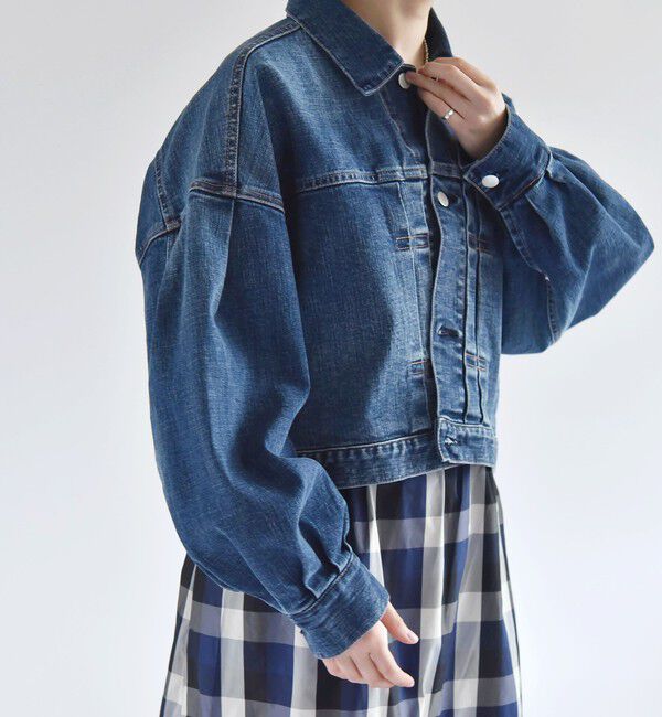 quaranciel「quaranciel:〈洗濯機可能〉ボリュームスリーブ ショート デニム ジャケット」|デニムジャケット|