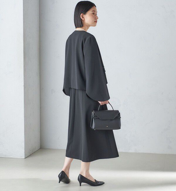 SHIPS for women「〈手洗い可能〉ブラック フォーマル フレア スリーブ ジャケット ◇」|ノーカラージャケット|