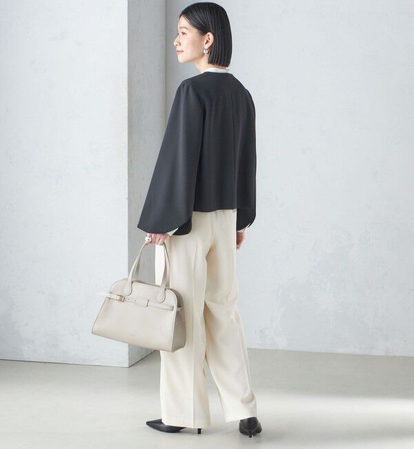 SHIPS for women「〈手洗い可能〉ブラック フォーマル フレア スリーブ ジャケット ◇」|ノーカラージャケット|