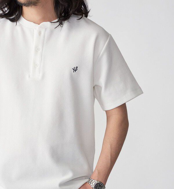 SHIPS「【WEB限定】SHIPS: ワンポイント ロゴ バーズアイ ヘンリーネック Tシャツ 24SS」|Tシャツ・カットソー|