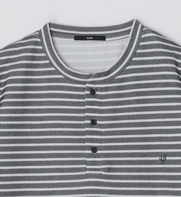 SHIPS「【WEB限定】SHIPS: ワンポイント ロゴ バーズアイ ヘンリーネック Tシャツ 24SS」|Tシャツ・カットソー|