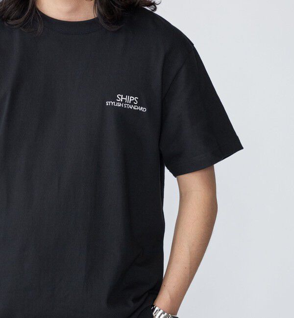SHIPS「【WEB限定】SHIPS: STYLISH STANDARD ロゴ 刺繍 Tシャツ」|Tシャツ・カットソー|ブラック