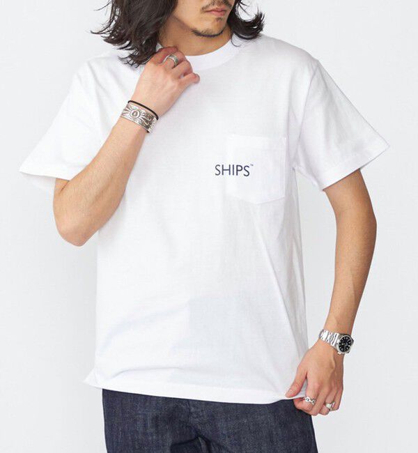 SHIPS「【WEB限定】SHIPS: SHIPSロゴ プリント ポケット Tシャツ」|Tシャツ・カットソー|