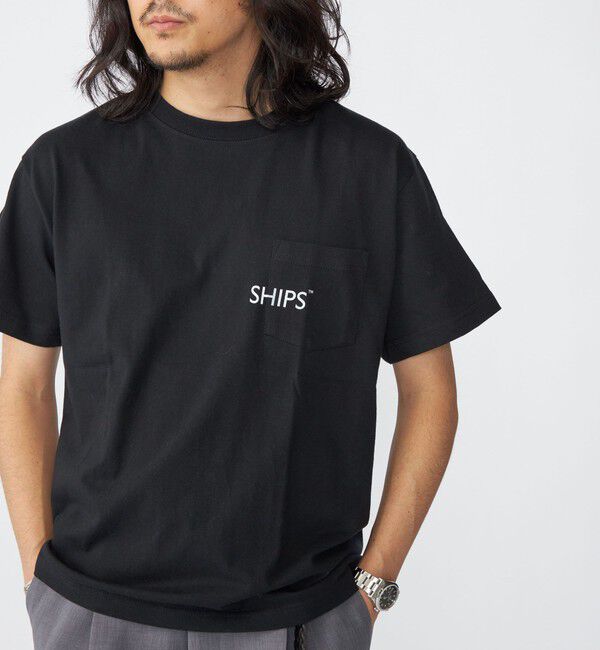 SHIPS「【WEB限定】SHIPS: SHIPSロゴ プリント ポケット Tシャツ」|Tシャツ・カットソー|