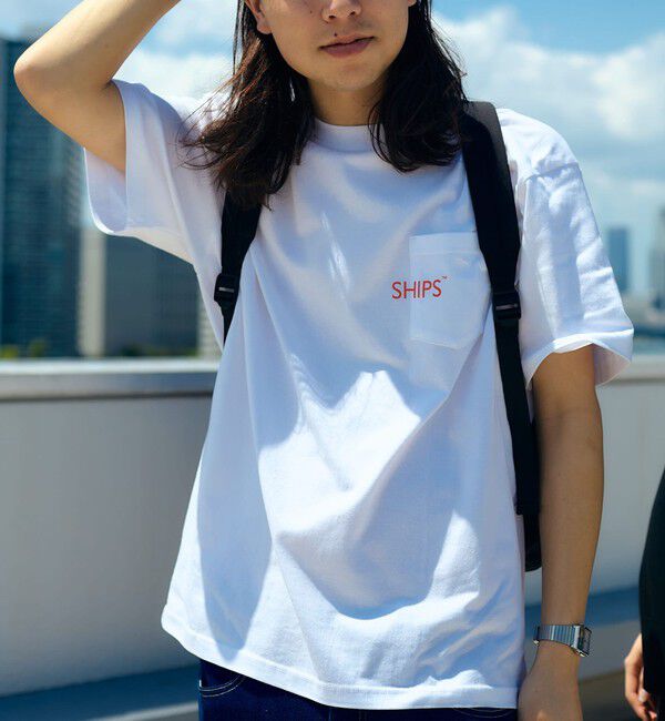 SHIPS「【WEB限定】SHIPS: SHIPSロゴ プリント ポケット Tシャツ」|Tシャツ・カットソー|