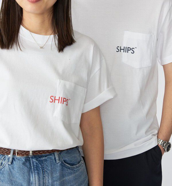 SHIPS「【WEB限定】SHIPS: SHIPSロゴ プリント ポケット Tシャツ」|Tシャツ・カットソー|