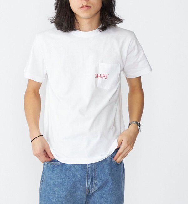 SHIPS「【WEB限定】SHIPS: SHIPSロゴ プリント ポケット Tシャツ」|Tシャツ・カットソー|