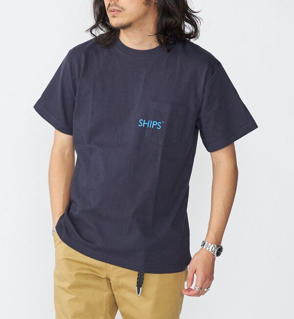 SHIPS「【WEB限定】SHIPS: SHIPSロゴ プリント ポケット Tシャツ」|Tシャツ・カットソー|