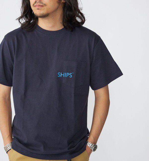 SHIPS「【WEB限定】SHIPS: SHIPSロゴ プリント ポケット Tシャツ」|Tシャツ・カットソー|