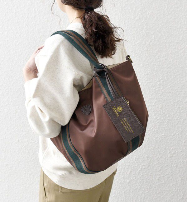 SHIPS any「【SHIPS any別注】Folna: 2WAY ライン ナイロン トート バッグ」|トートバッグ|ブラウン