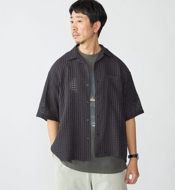 SHIPS「BENCH MARKING SHIRTS: シアー ドビー ショートスリーブ シャツ」|シャツ・ブラウス|ブラック