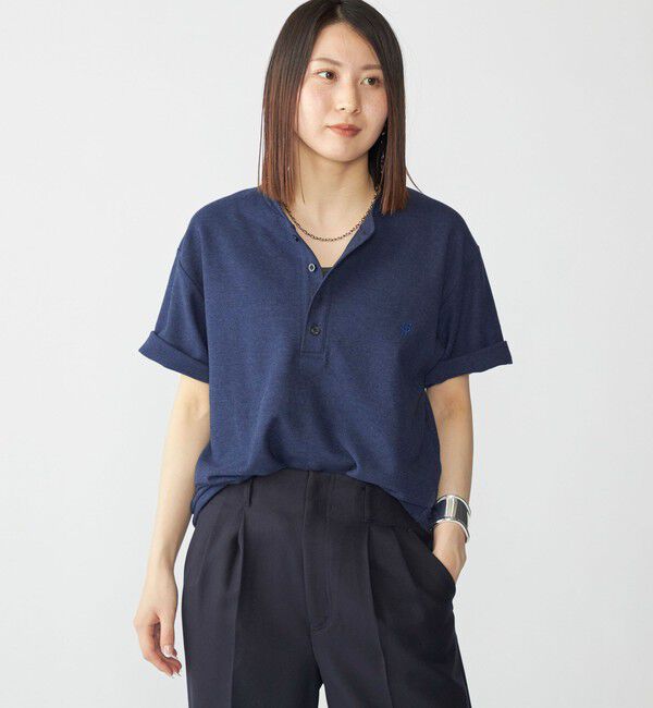 SHIPS「【WEB限定】SHIPS: メランジ カノコ ヘンリーネック Tシャツ (半袖)」|Tシャツ・カットソー|
