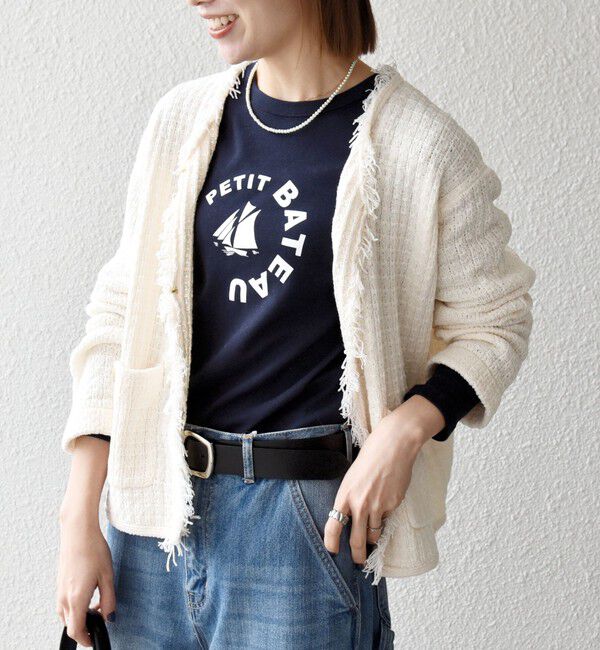 SHIPS any「SHIPS any:〈手洗い可能〉ツイード ライク フリンジ ニット ジャケット カーディガン」|カーディガン|